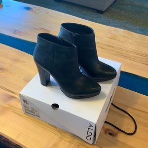 Black leather ankle boots